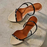 Liyke Summer Fashion Buckle Open Toe Slip On Back Strap Sandals Women Black White High Heels Wedding Prom Shoes Zapatos Mujer