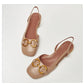 Retro Women Sandals Fashion Low-heeled Shoes Slingback Suede Office Ladies Shoes High Quality Elegant Slip on Woman Flat Sandals