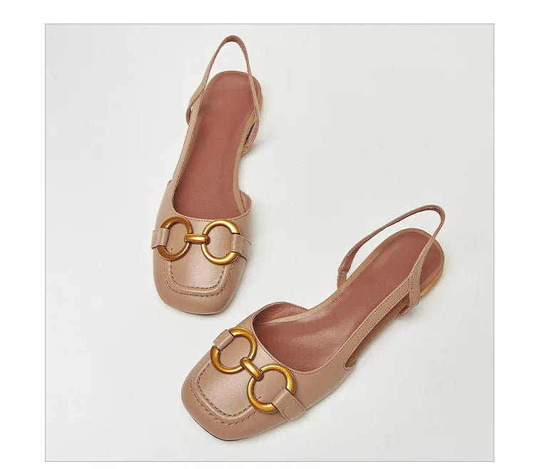 Retro Women Sandals Fashion Low-heeled Shoes Slingback Suede Office Ladies Shoes High Quality Elegant Slip on Woman Flat Sandals