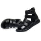 2024 New Women's Tennis Boots Flat Bottom Low Heel Hollow Cool Boots Summer Open Toe Genuine Leather Sandals Flat Shoes