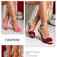 Summer 2025 Women's Fairy Tale Toe-Open Crystal Rhinestone High Heel Sandals Rubber Sole Square Toe Bridal Shoes