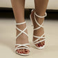 Women's Shoes 2025 New Buckle Strap Women's Sandals Fashion Narrow Band Office and Career Summer Plus Size Solid Heeled Sandals