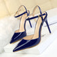 86-1 Style Simple Slim Ultra High Heel Shallow Painted Leather Sexy Nightclub Slimming One-word Strap Women Cool Shoes