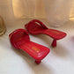 Black Red High Heel Sandals Women Open Toe Slingback Sandals Female Pumps Square Toe Summer Simple Designer Heeled Sandals