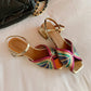 FEDONAS Summer Mixed Colors Women Sandals Ankle Strap Elegant Shoes Woman Genuine Leather Thick Heels Fashion Party Office Lady