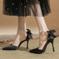 New Women Thin Heel Hollow Sandals Woman Pearl Butterfly Pointed Toe High Heels Pumps Womens Drees Shoes Wedding Shoes