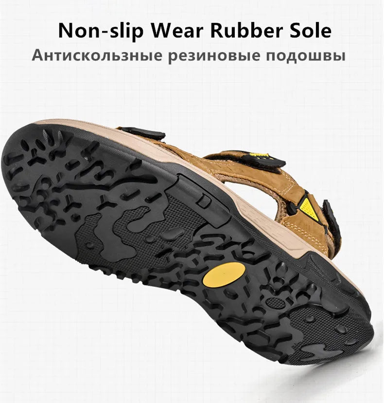 New Men's Sandals Soft Genuine Leather Sandals Shoes Men Large Size Outdoor Summer Shoes Comfort Beach Sandals Roman Men Shoes