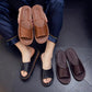 Genuine Leather Slippers Homes in indoor slipper summer open toe sandals men women elderly casual Slides shoes
