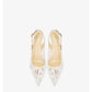 Brand Designer White Women Wedding Pumps Mesh Embroidered Flowers Back Strap Sexy Slingback High Heel Dress Shoes for Ladies
