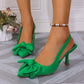 Summer Bow Wrapped Stiletto Sandals Women's Fashion Pointed Toe Shallow Mouth Slip Foot Anti-Slip Wear-Resistant High Heels