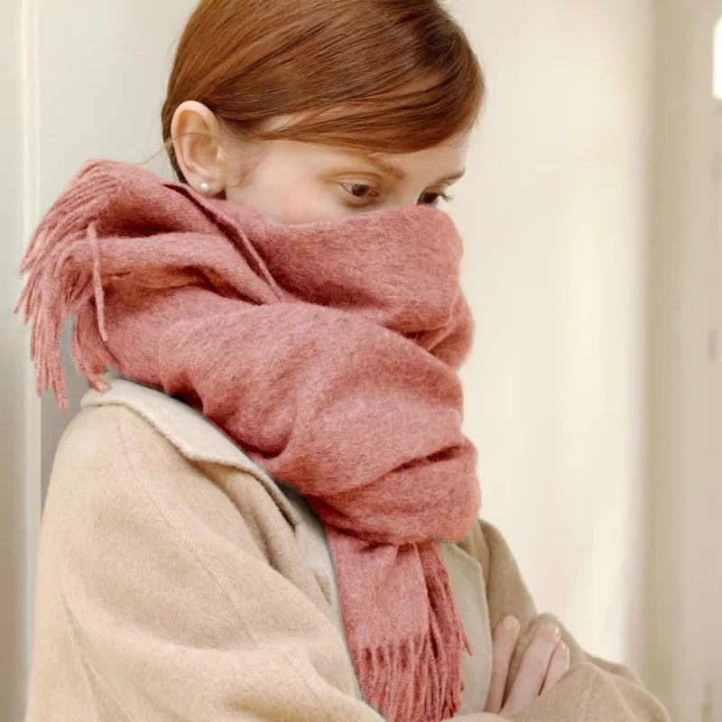 Solidlove 100% Wool Winter Scarf | Women's Fashion Cashmere Poncho Wrap | Elegant Scarves for Ladies | EnigmaParis