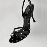 2025 new Polka dot black and white with a group of high heels with sandals women's high heels go out light sexy women's shoes