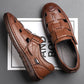Leather Sandals Baotou 2025 Summer New Genuine Leather Breathable Hollow Porous Shoes Men's Tendon Soft Bottom Middle-Aged Dad S