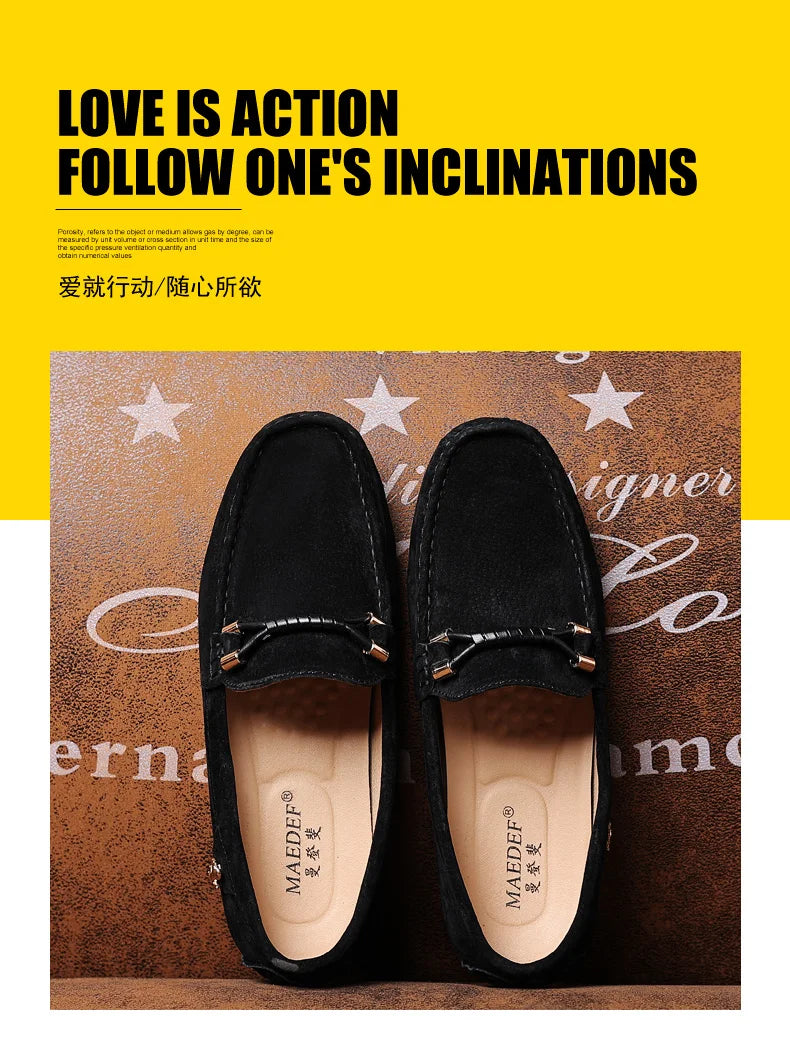 Men Suede Leather Loafers Shoes | Slip on Non-slip Driving Loafers for Men