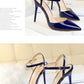 86-1 Style Simple Slim Ultra High Heel Shallow Painted Leather Sexy Nightclub Slimming One-word Strap Women Cool Shoes