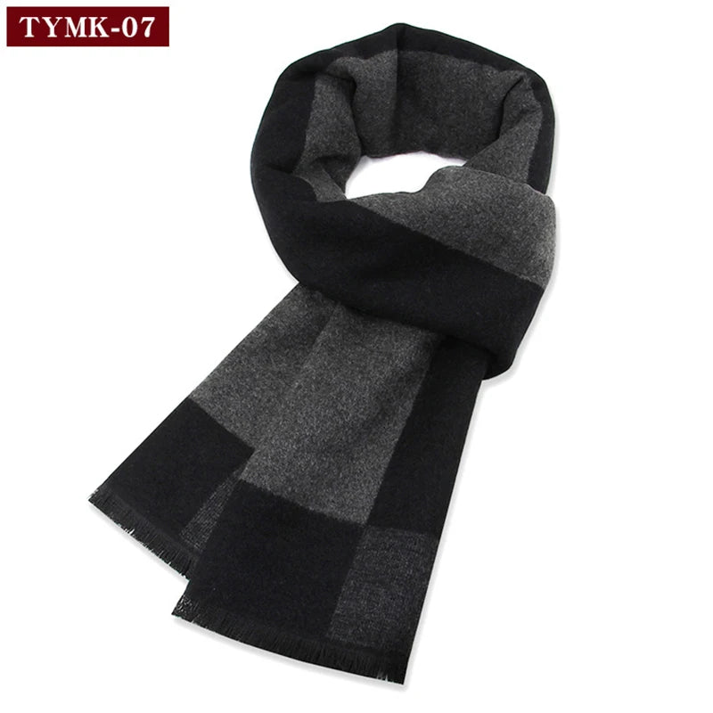 Luxury Wool Scarf for Men | Winter Warm Cashmere Silk Plaid Pashmina Shawl | EnigmaParis