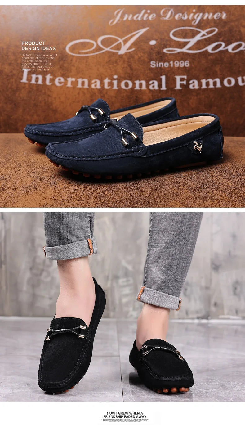 Men Suede Leather Loafers Shoes | Slip on Non-slip Driving Loafers for Men