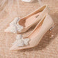 Pumps with Bow on Heeled Wedding Bride Shoe High Heels Shoes for Women Pointed Toe Woman PumpsLoafers Stilito Beau Today Lastest