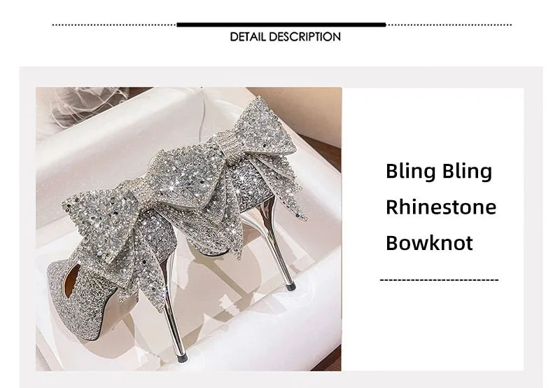 Bling Sequins Wedding Shoes for Women Bride 2025 Elegant Pointed Toe Thin Heels Pumps Woman Silver Crystal High Heels for Ladies