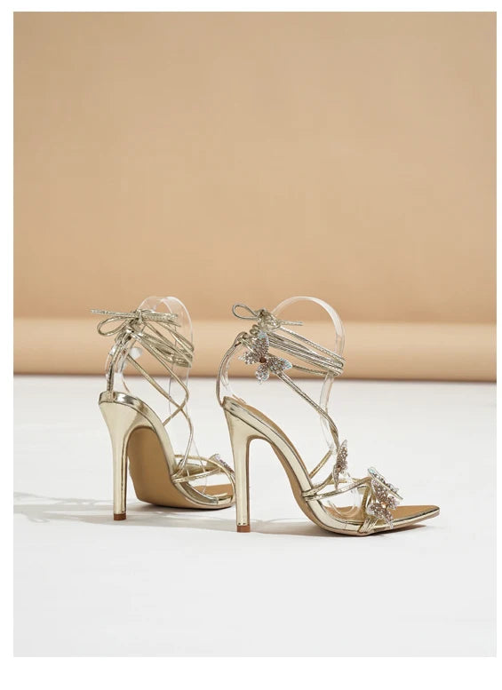 High Heels Shoes For Women Summer 2025 New Bow Tie Strap French sandals