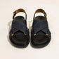 Low Sandals Woman Leather Low-heeled Rome Fabric Slides Rubber Hoof Heels Low Sandals Woman Leather Low-heeled Fabric Rubber Sli