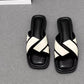 Women's Slippers and Ladies Sandals Open Toe Low Heel Outside on Beach House Black Indoor Home Slides Shoes Off White Word Flat