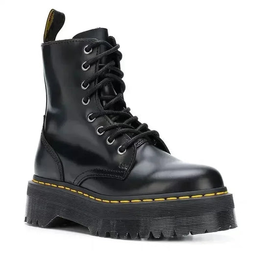 Women Boots Motorcycle Shoes Woman Leather Chelsea Ladie Classic Punk Female Goth Shoes High Platform Boots Women Botas Mujer