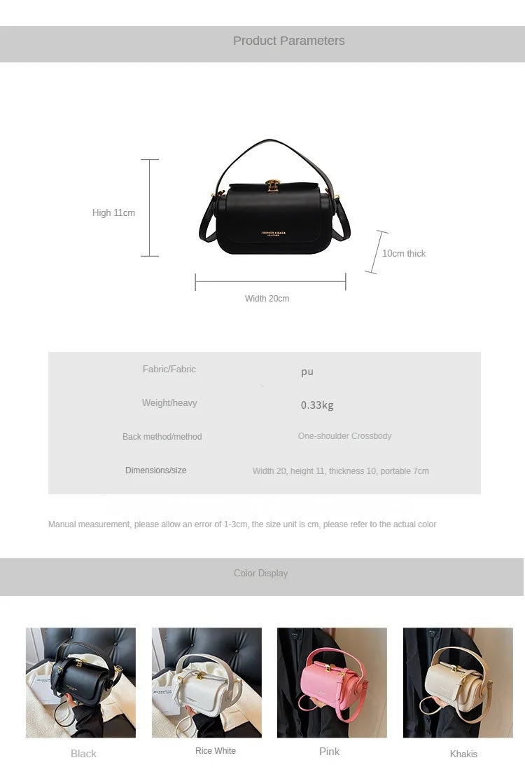 Classic Black Shoulder Bag Women's Versatile Retro Crossbody Square Bags 2024 New Large Capacity Textured Leather Flap Handbags