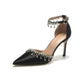 Comemore 2025 White Wedding Bridesmaid Shoes Satin Fashion Rhinestone Fringe Chain High Heels Black Temperament Elegance Pumps