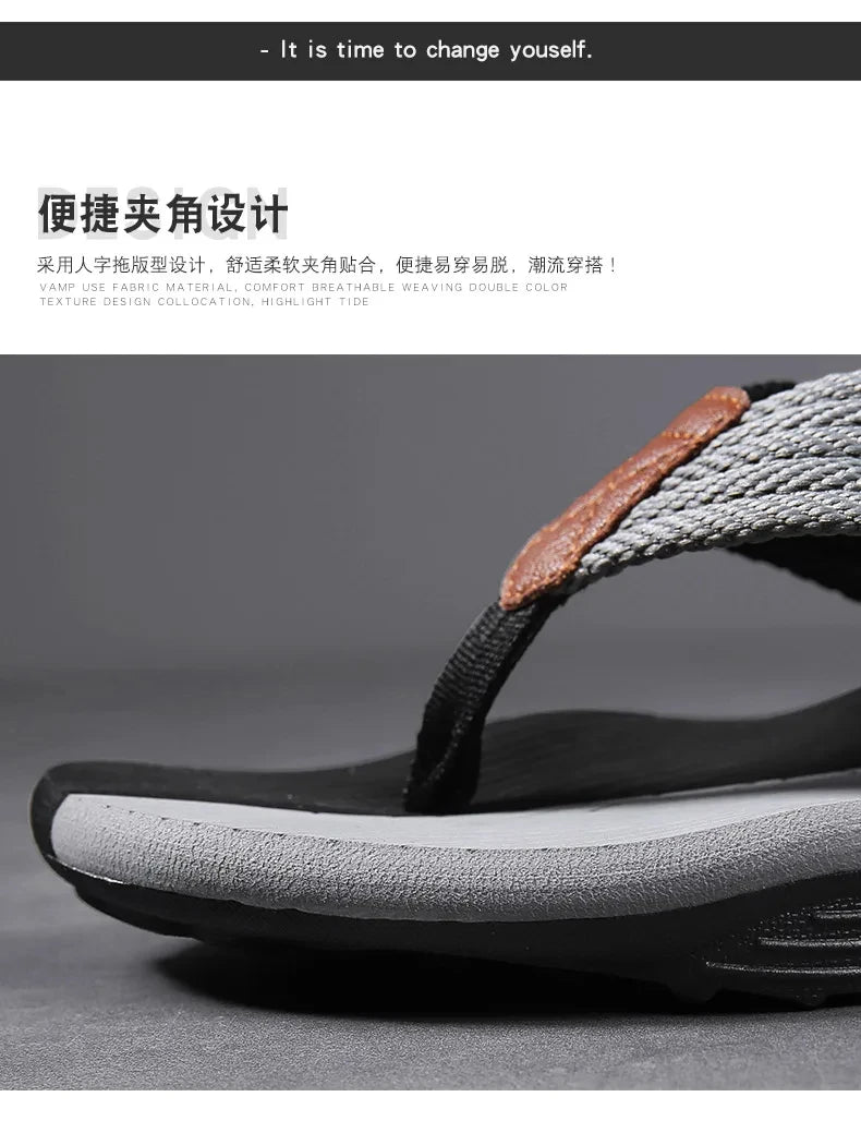 Men's Flip Flops Casual Beach Shoes Large Size Men Sandals Summer Leisure anti slip Leisure anti slip
