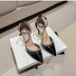 Comemore 2025 White Wedding Bridesmaid Shoes Satin Fashion Rhinestone Fringe Chain High Heels Black Temperament Elegance Pumps