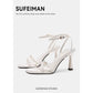 2025 designer women's new fashion letter high heels black super high heels stilettos lace-up sandals for women