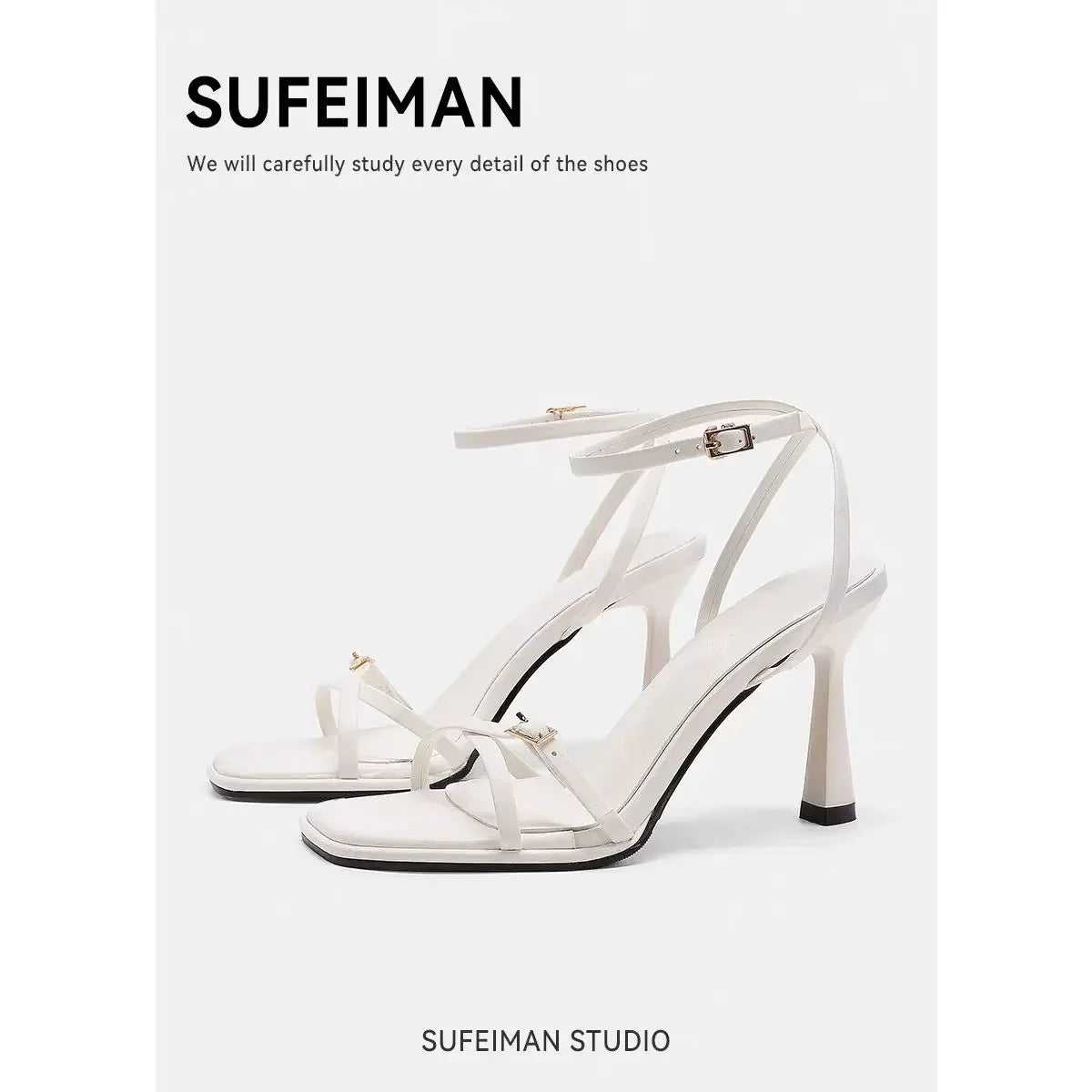 2025 designer women's new fashion letter high heels black super high heels stilettos lace-up sandals for women