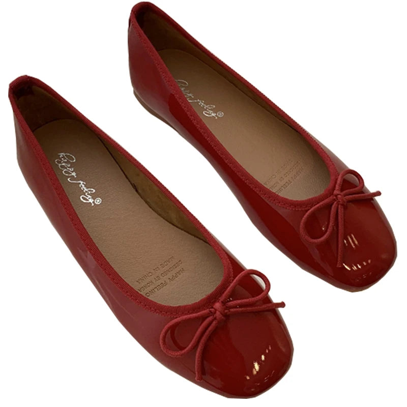 Women Flat Heel Outdoor Casual Mary Jane Red New  Flat Shoes Fashion Shallow Slip On Ladies Elegant Ballerinas Soft Shoes