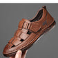 Leather Sandals Baotou 2025 Summer New Genuine Leather Breathable Hollow Porous Shoes Men's Tendon Soft Bottom Middle-Aged Dad S