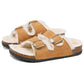Men Women Plush Fur Slippers with Double Buckle Cork Sandals Winter Supper Warm Home Shoes Barefoot Comfort Footbed Sales