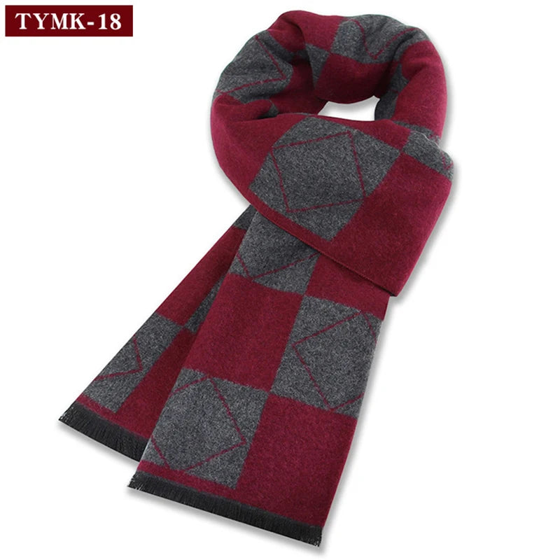 Luxury Wool Scarf for Men | Winter Warm Cashmere Silk Plaid Pashmina Shawl | EnigmaParis