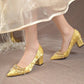Pointed Toe with Crystals Rhinestone Wedding Bride Shoe Formal Woman Pumps Shoes for Women Diamond Medium Heels Casual Vacation