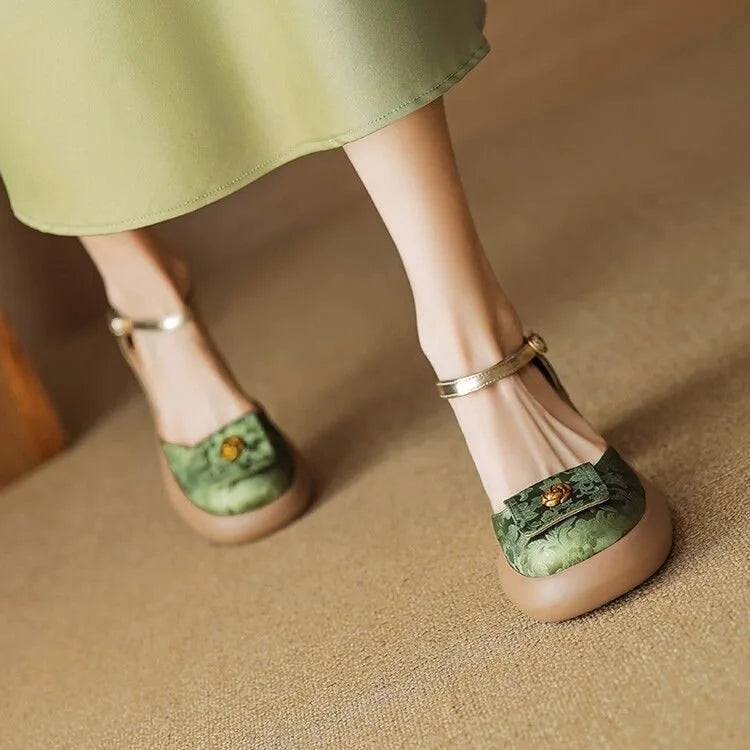 New Chinese Style New Thick Soled Thick Heel Baotou Sandals Female Line with Female Sandal Fairy Wind High Heel Single Shoes
