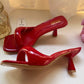 Black Red High Heel Sandals Women Open Toe Slingback Sandals Female Pumps Square Toe Summer Simple Designer Heeled Sandals