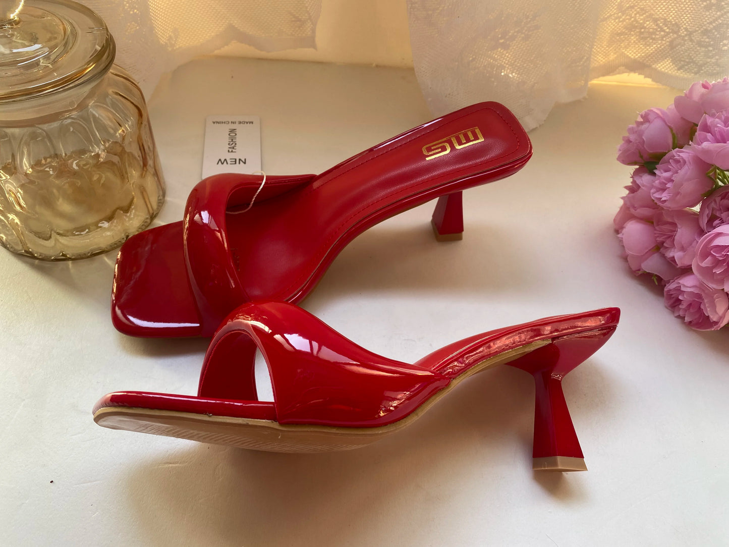 Black Red High Heel Sandals Women Open Toe Slingback Sandals Female Pumps Square Toe Summer Simple Designer Heeled Sandals
