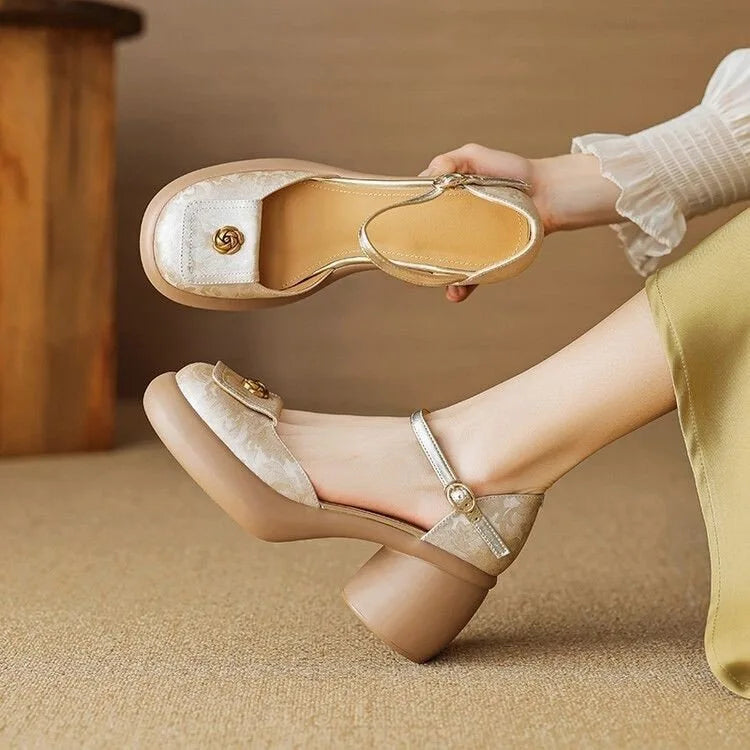 New Chinese Style New Thick Soled Thick Heel Baotou Sandals Female Line with Female Sandal Fairy Wind High Heel Single Shoes