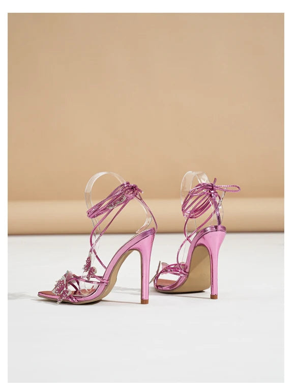 High Heels Shoes For Women Summer 2025 New Bow Tie Strap French sandals
