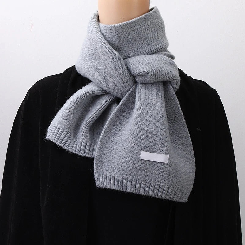Winter Wool Scarf for Women | Solid Color Cashmere Knitted Muffler | Korean Style | EnigmaParis