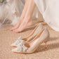 Pumps with Bow on Heeled Wedding Bride Shoe High Heels Shoes for Women Pointed Toe Woman PumpsLoafers Stilito Beau Today Lastest