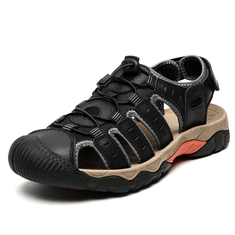 New Men's Sandals Soft Genuine Leather Sandals Shoes Men Large Size Outdoor Summer Shoes Comfort Beach Sandals Roman Men Shoes