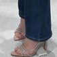 Thin Heel High Heels Women's 2024 Summer New Fairy Style Sexy Shallow Mouth Back Hollow Pointed Water Diamond Open Toe Sandals