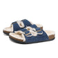 Men Women Plush Fur Slippers with Double Buckle Cork Sandals Winter Supper Warm Home Shoes Barefoot Comfort Footbed Sales