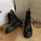 Women Boots Motorcycle Shoes Woman Leather Chelsea Ladie Classic Punk Female Goth Shoes High Platform Boots Women Botas Mujer