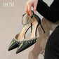 Comemore 2025 White Wedding Bridesmaid Shoes Satin Fashion Rhinestone Fringe Chain High Heels Black Temperament Elegance Pumps
